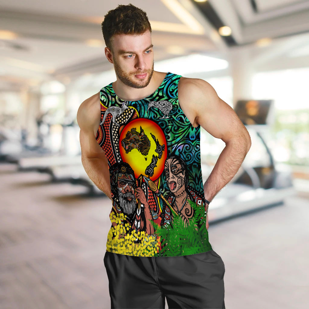 Australia Aboriginal Kangaroo Combine New Zealand Maori Kiwi Bird Men Tank Top - LT2