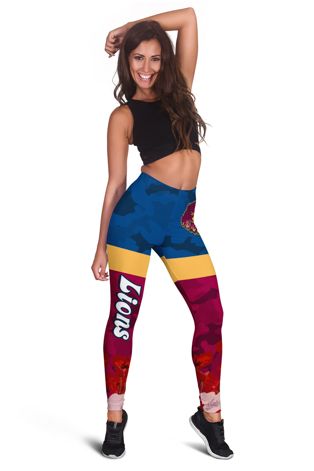 lions-anzac-2022-women-leggings-brisbane-brissie-poppy-flowers