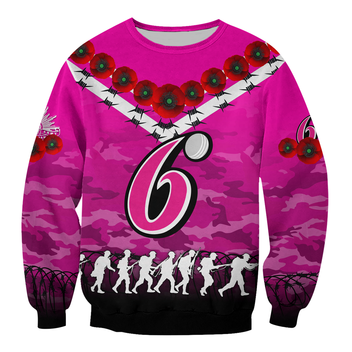 custom-personalised-sydney-sixers-anzac-2022-sweatshirt-camouflage-with-poppy