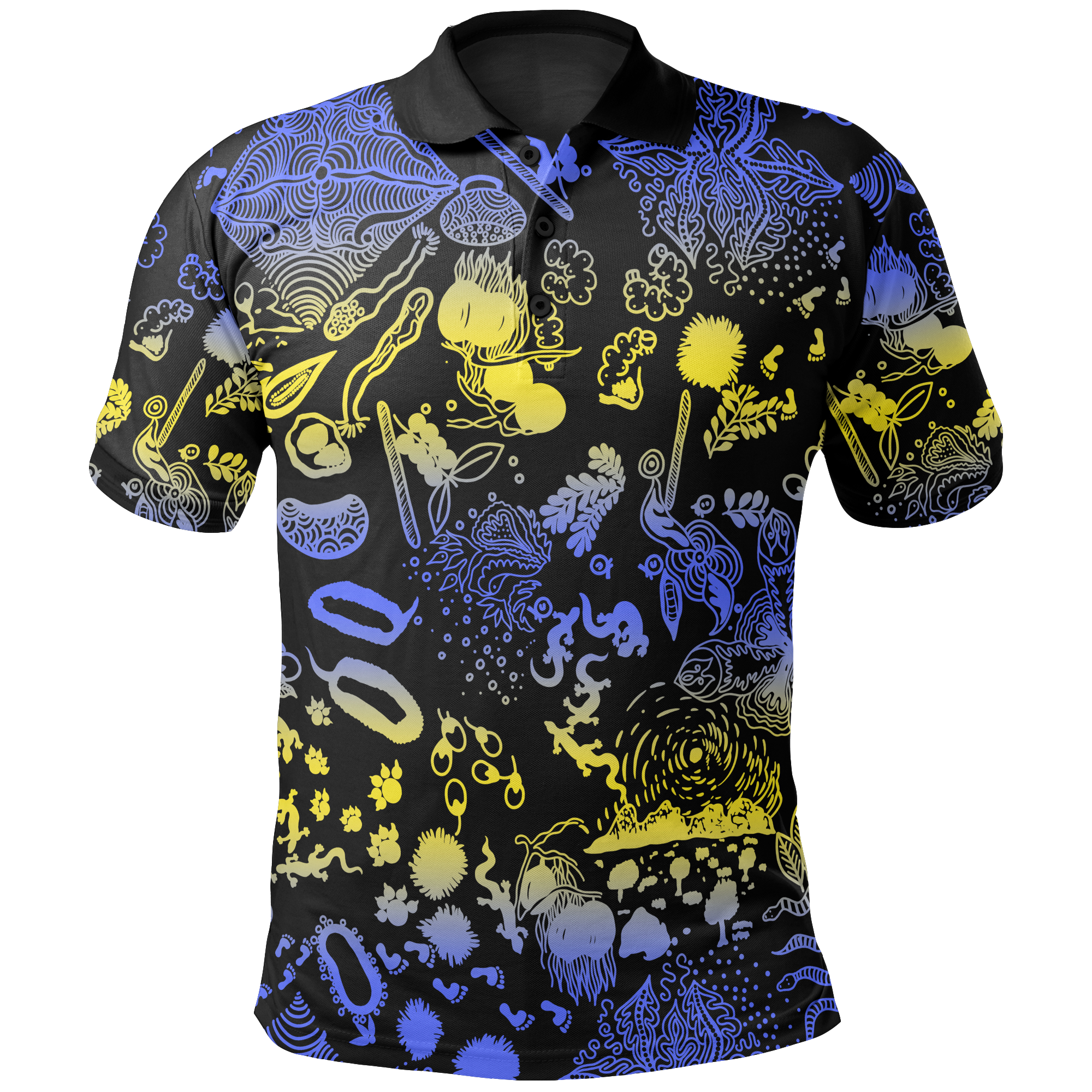 polo-shirt-australian-aboriginal-golden-wattle-unisex