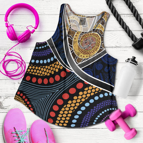 Women Racerback Tank-  Aboriginal Dot Panting Art With Snake - Vibe Hoodie