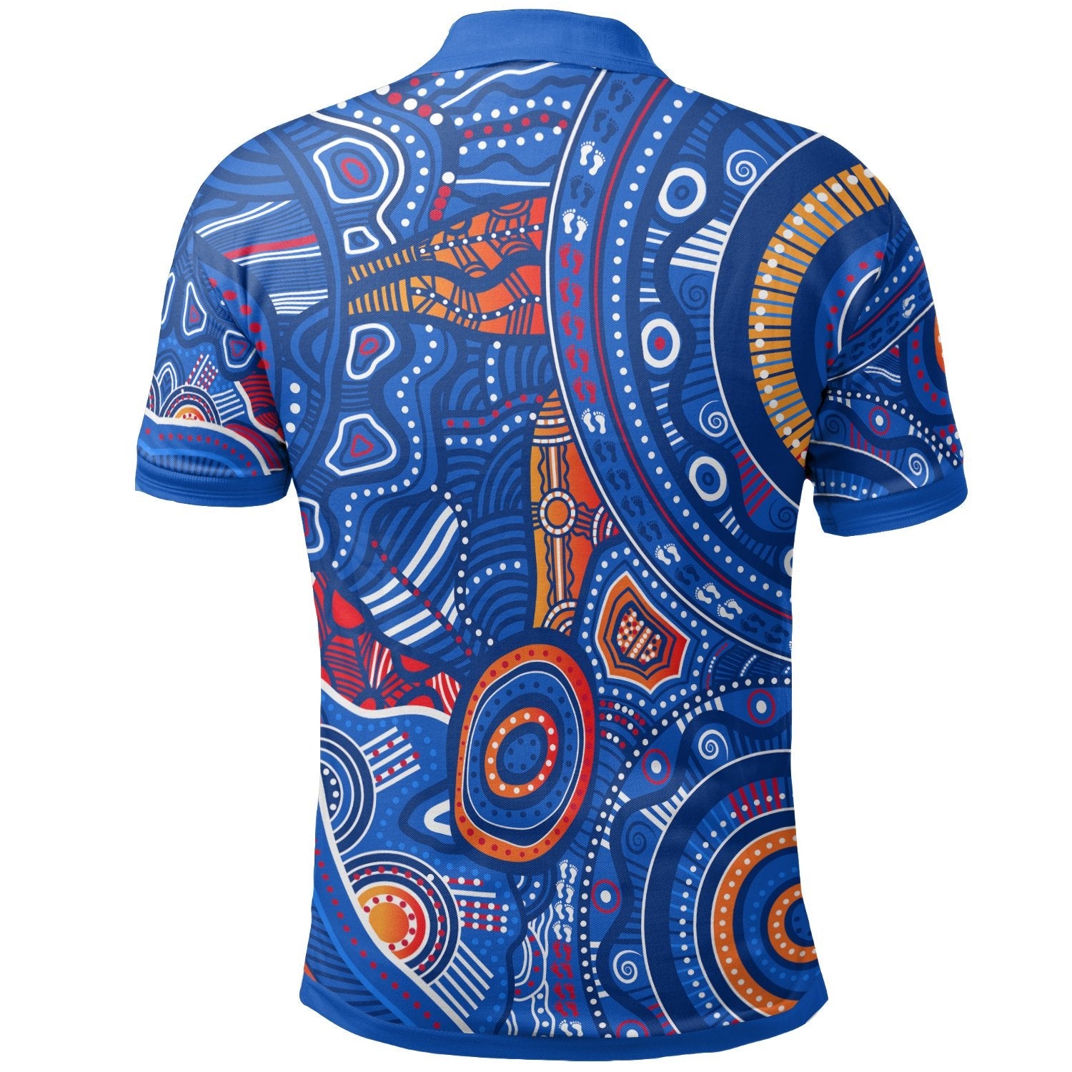 kid-aboriginal-polo-shirt-indigenous-footprint-patterns-blue-color