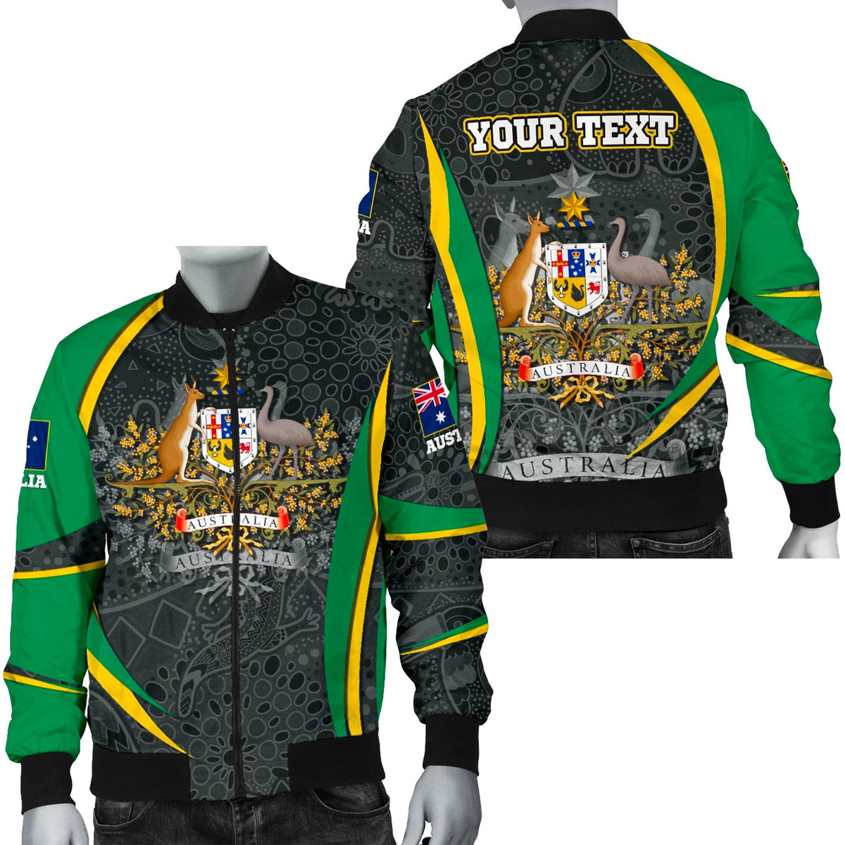 custom-text-bomber-jacket-australia-coat-of-arms-aussie-spirit-green-men