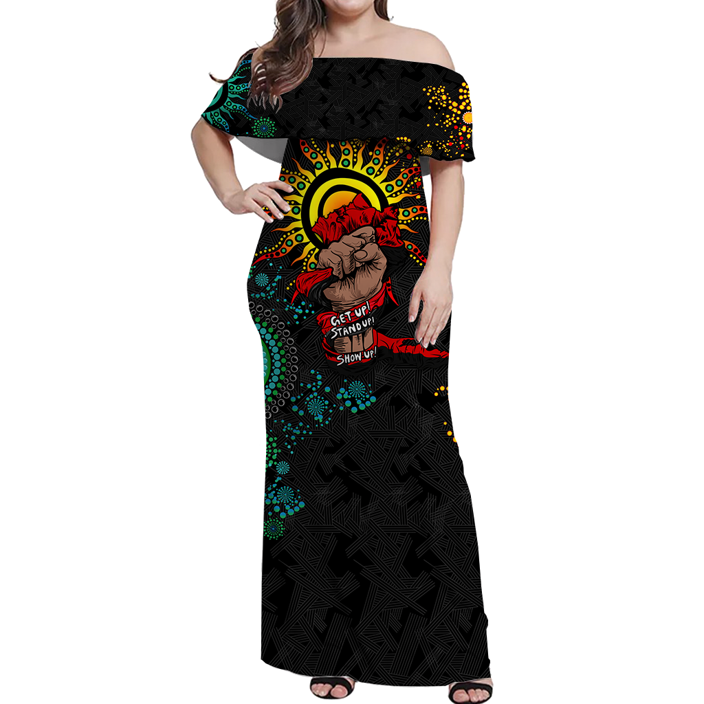 NAIDOC Week 2022 Aboriginal Art Unique Off Shoulder Long Dress