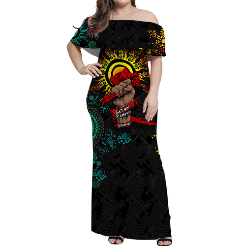 NAIDOC Week 2022 Aboriginal Art Unique Off Shoulder Long Dress