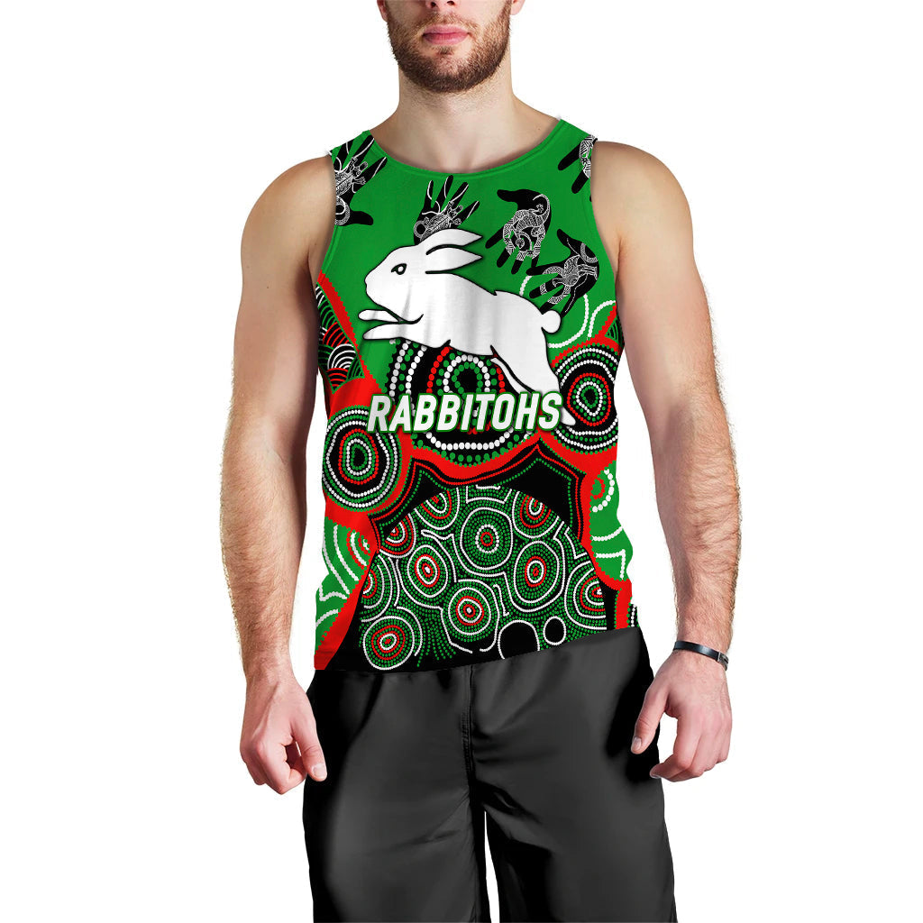 Rabbitohs Rugby Aboriginal Art Men Tank Top - LT12