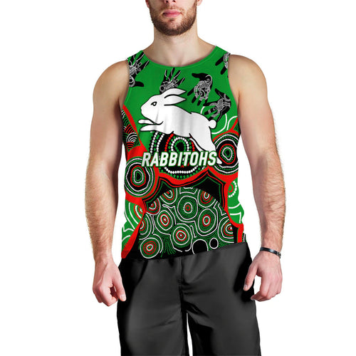 Rabbitohs Rugby Aboriginal Art Men Tank Top - LT12