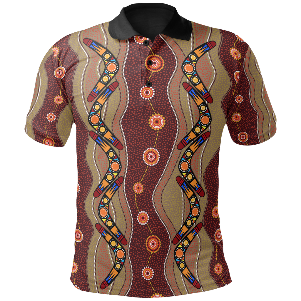 polo-shirt-aboriginal-dot-painting-shirt-boomerang-patterns-unisex