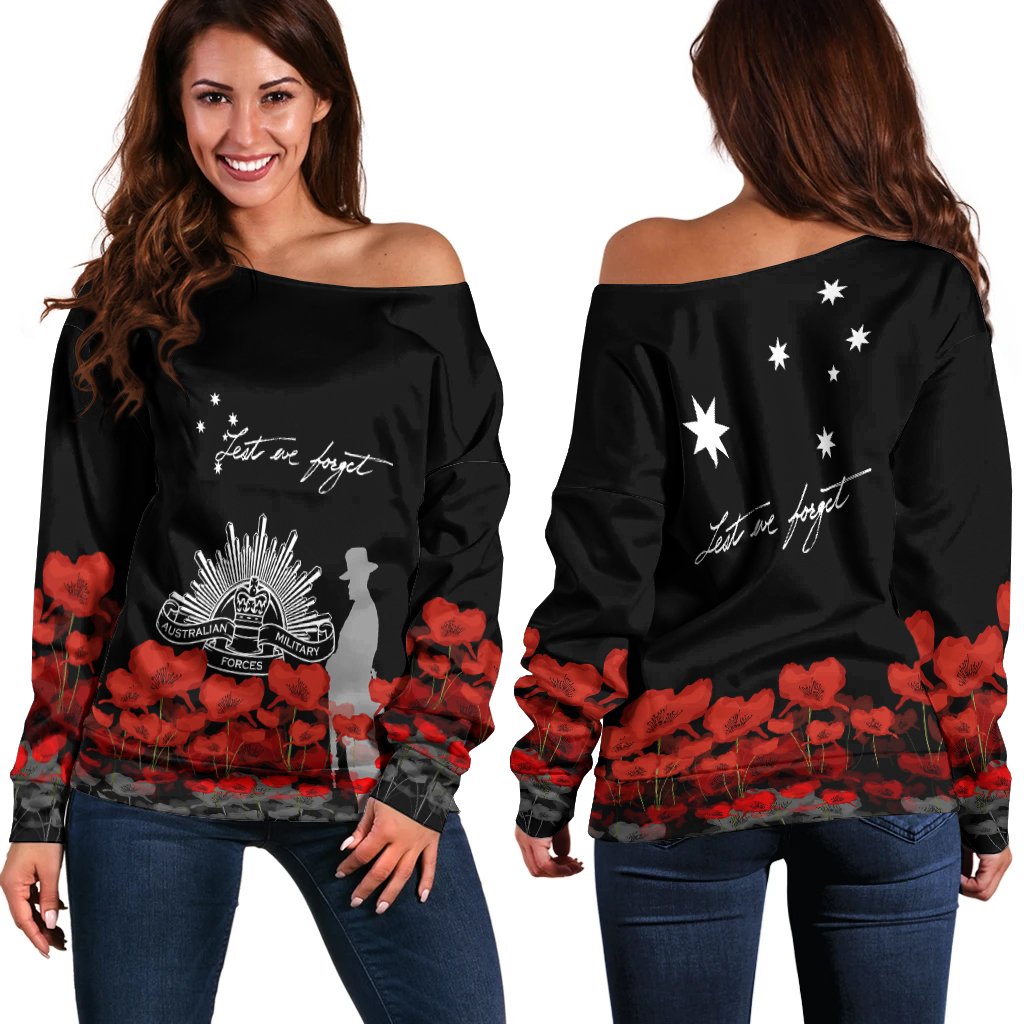 Anzac Day Off Shoulder Sweater - Remember Them - Vibe Hoodie