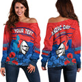 (Custom Personalised) Knights Anzac 2022 Women Off Shoulder Sweater Novocastrians Lest We Forget LT13