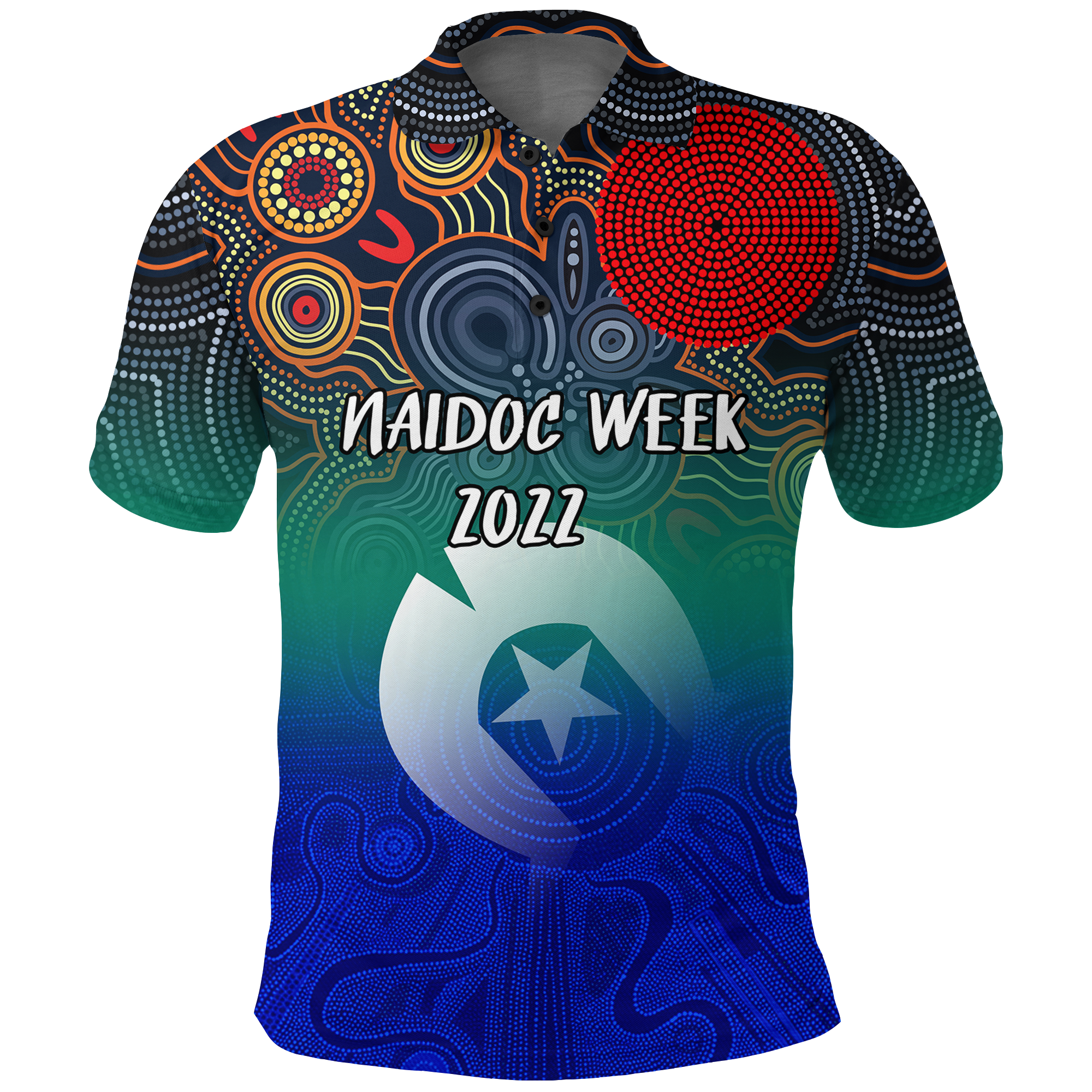 naidoc-week-2022-torres-strait-islander-with-aboriginal-dot-painting-art-polo-shirt