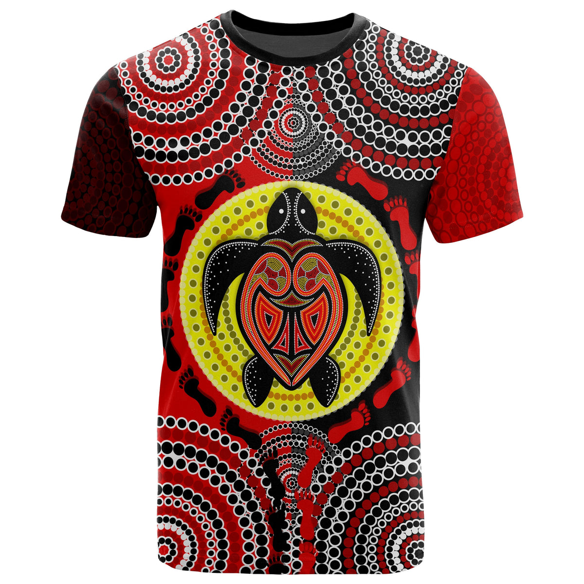aboriginal-t-shirt-turtle-footprint-circle-dot-painting