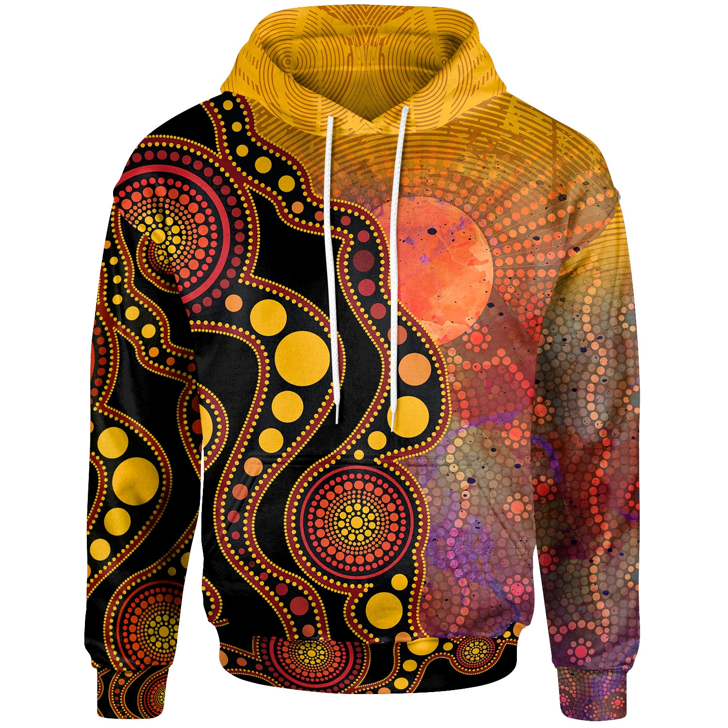 kid-aboriginal-hoodie-australia-indigenous-flag-circle-dot-painting-art-golden