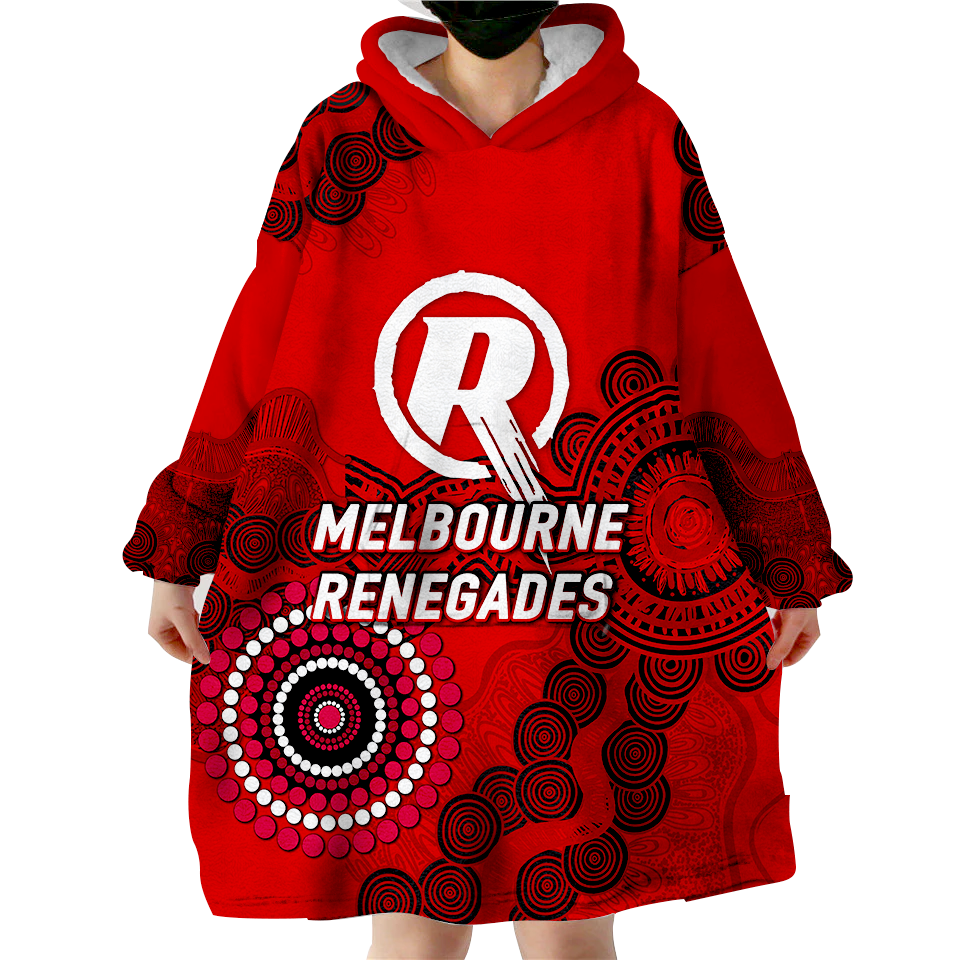 Melbourne Renegades Aboriginal Art Cricket 2022 Wearable Blanket Hoodie - LT12