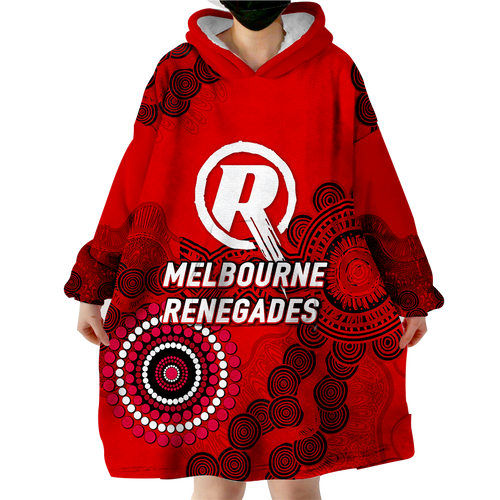 Melbourne Renegades Aboriginal Art Cricket 2022 Wearable Blanket Hoodie - LT12