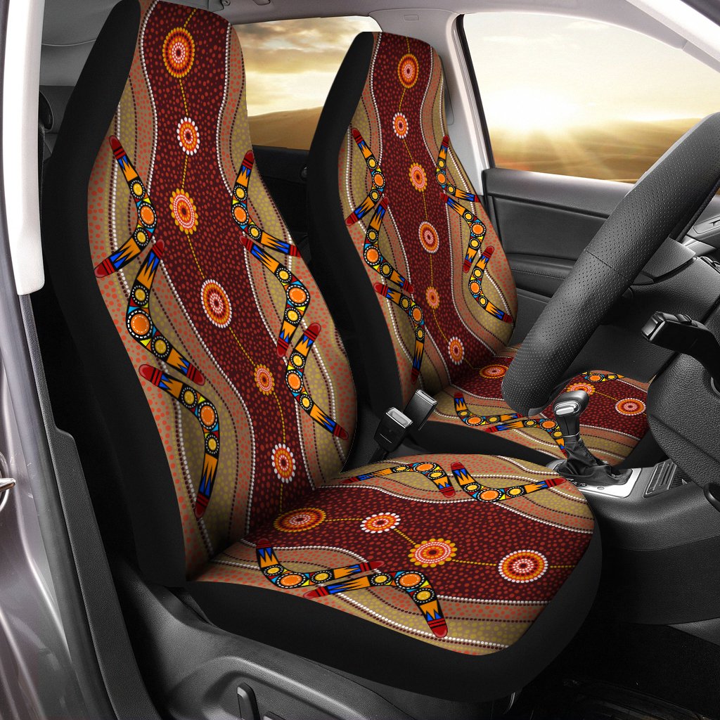 aboriginal-car-seat-cover-boomerang-dot-painting-circle-patterns