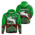 Rabbitohs Rugby Aboriginal Art Hoodie - LT12