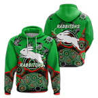 Rabbitohs Rugby Aboriginal Art Hoodie - LT12