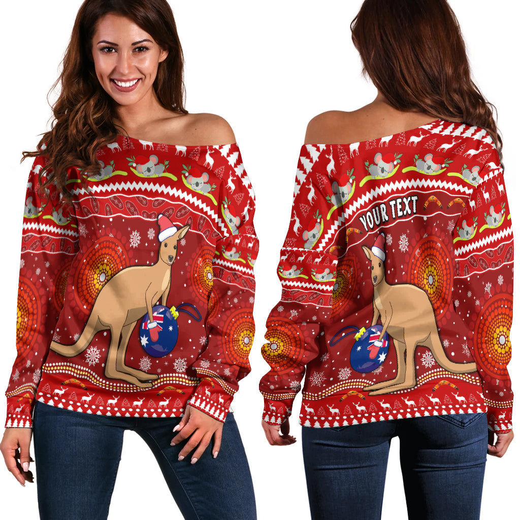 custom-personalised-australia-christmas-off-shoulder-sweater-aboriginal-kangaroo