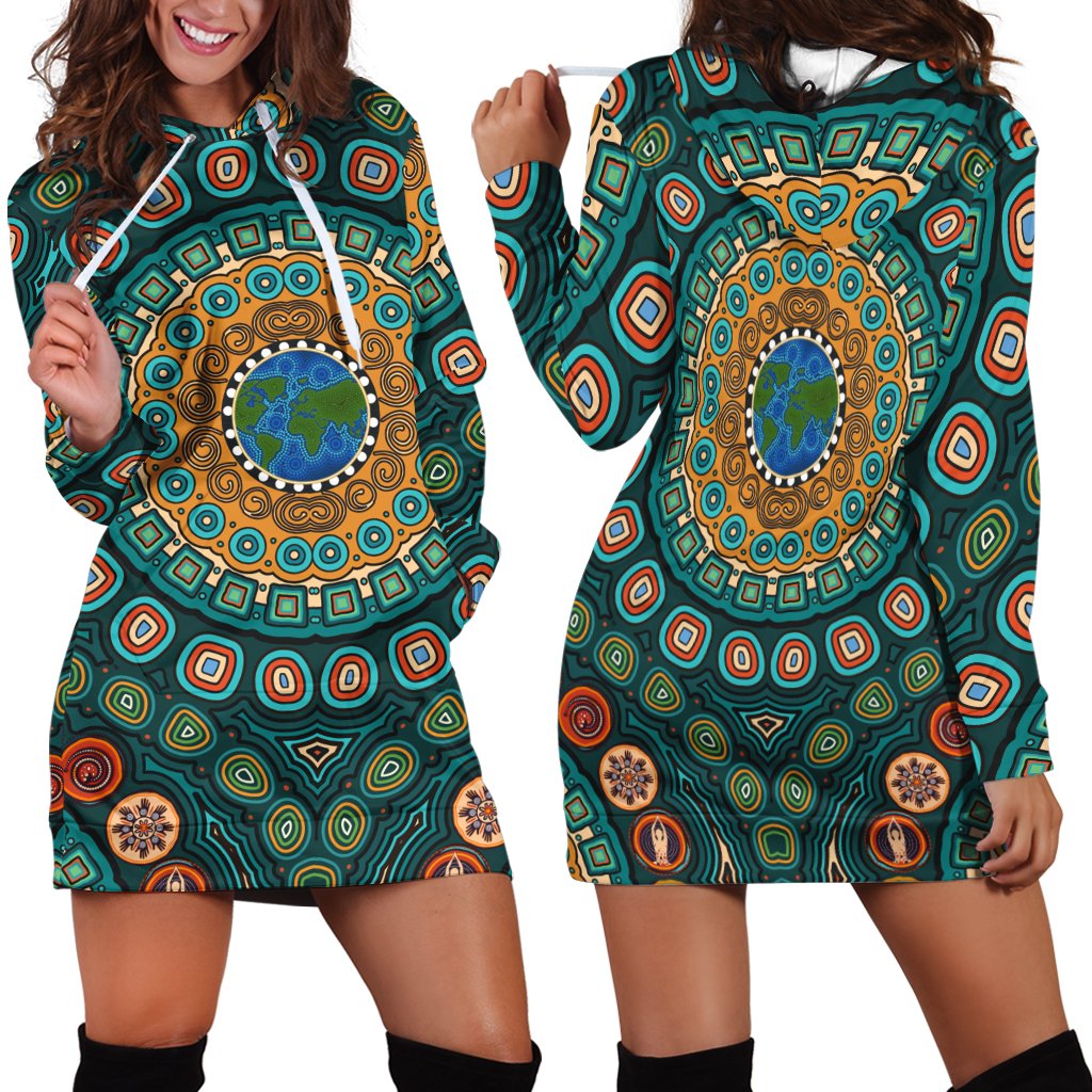 hoodie-dresses-aboriginal-green-dot-painting-with-earth