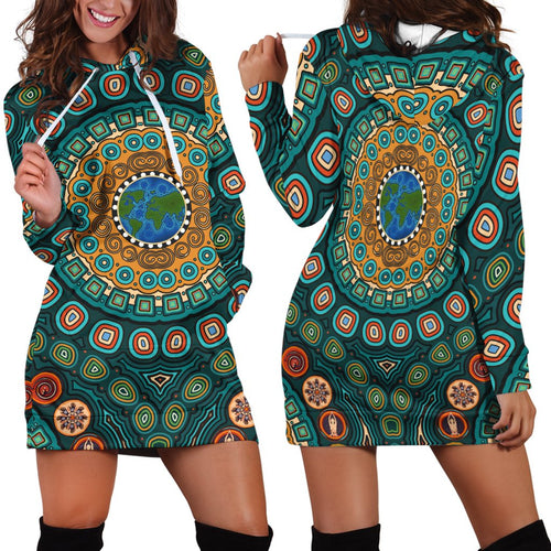 hoodie-dresses-aboriginal-green-dot-painting-with-earth