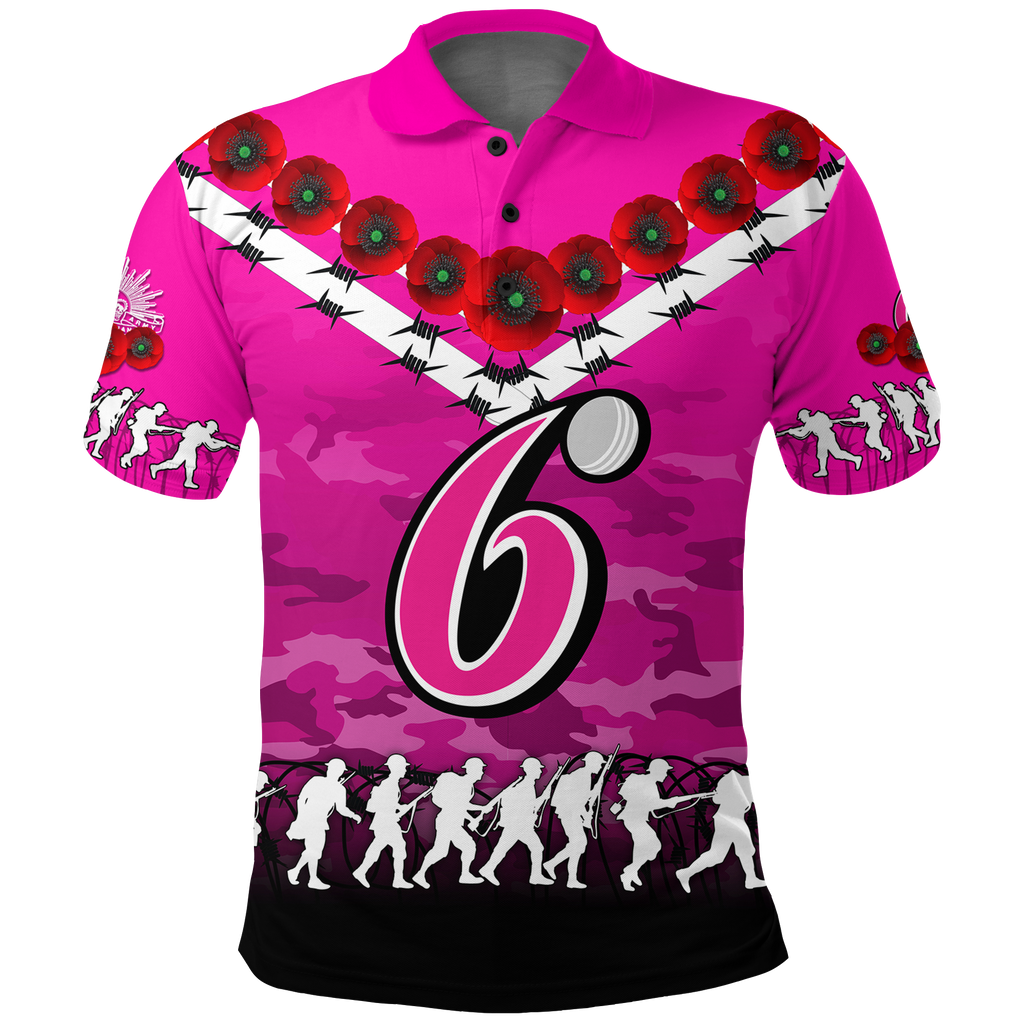 custom-personalised-sydney-sixers-anzac-2022-polo-shirt-camouflage-with-poppy
