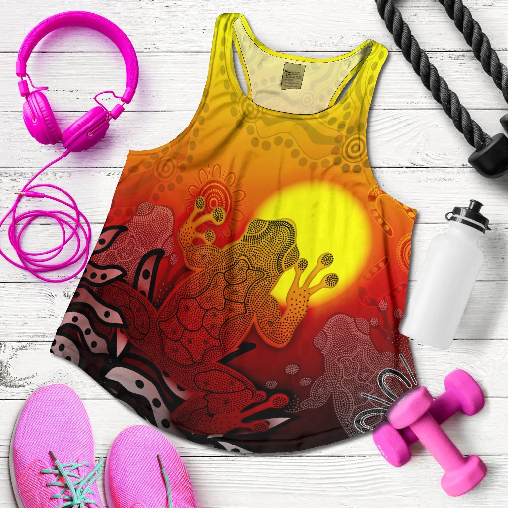 Aboriginal Women's Racerback Tank - Indigenous Frog (Red) - Vibe Hoodie
