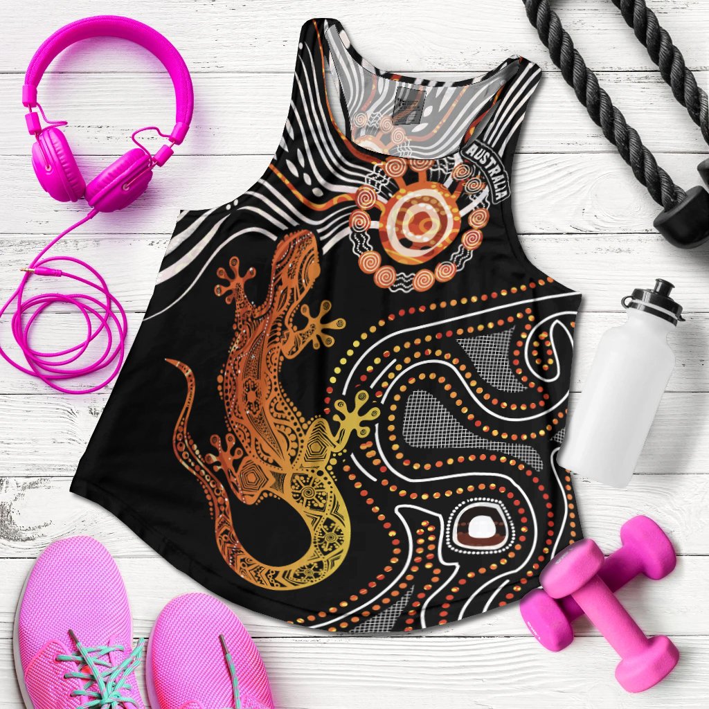 Aboriginal Women's Racerback Tank - Lizard Sunshine - Vibe Hoodie