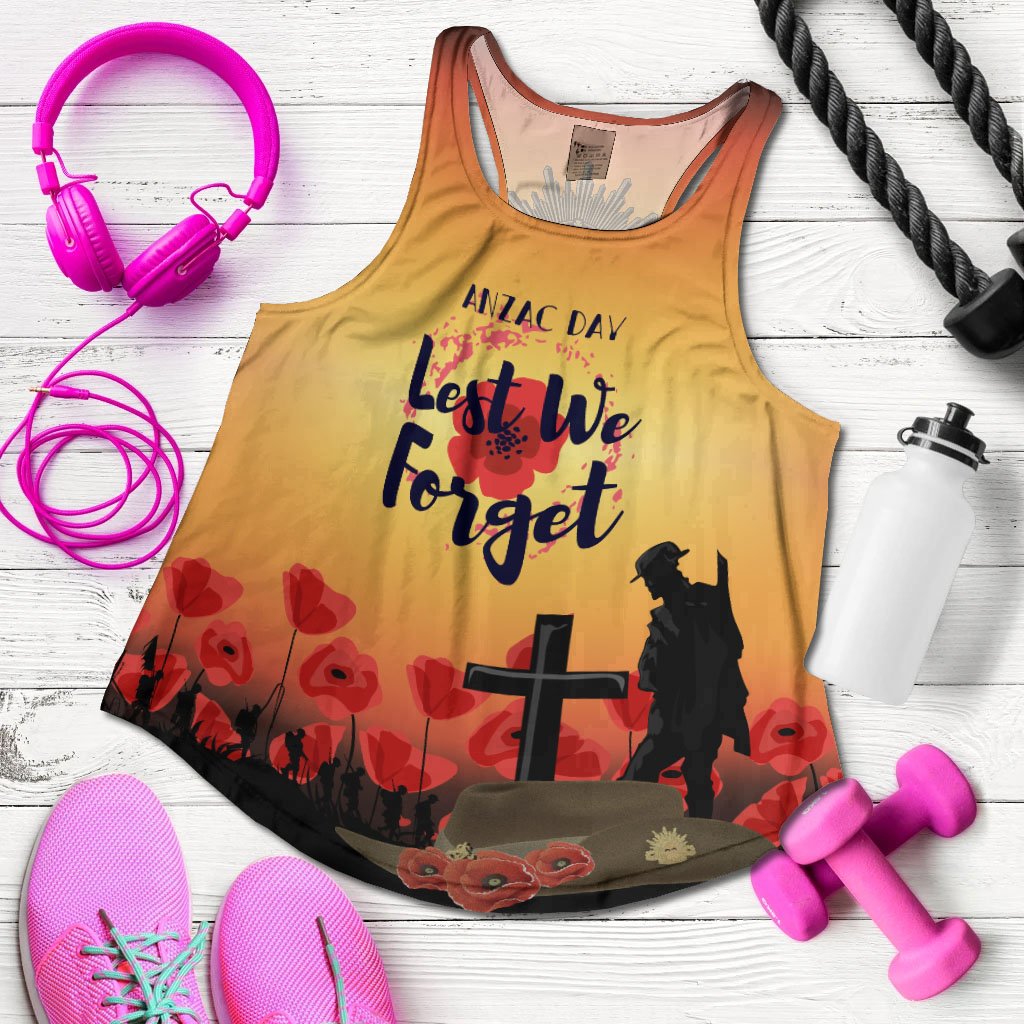 Anzac Day Woman's Racerback Tank - Lest We Forget - Vibe Hoodie