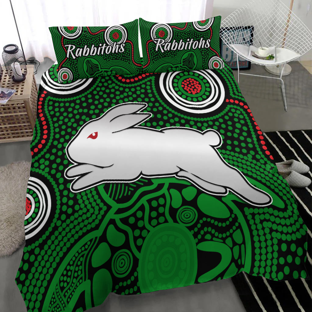 rabbitohs-indigenous-bedding-set-simple-green