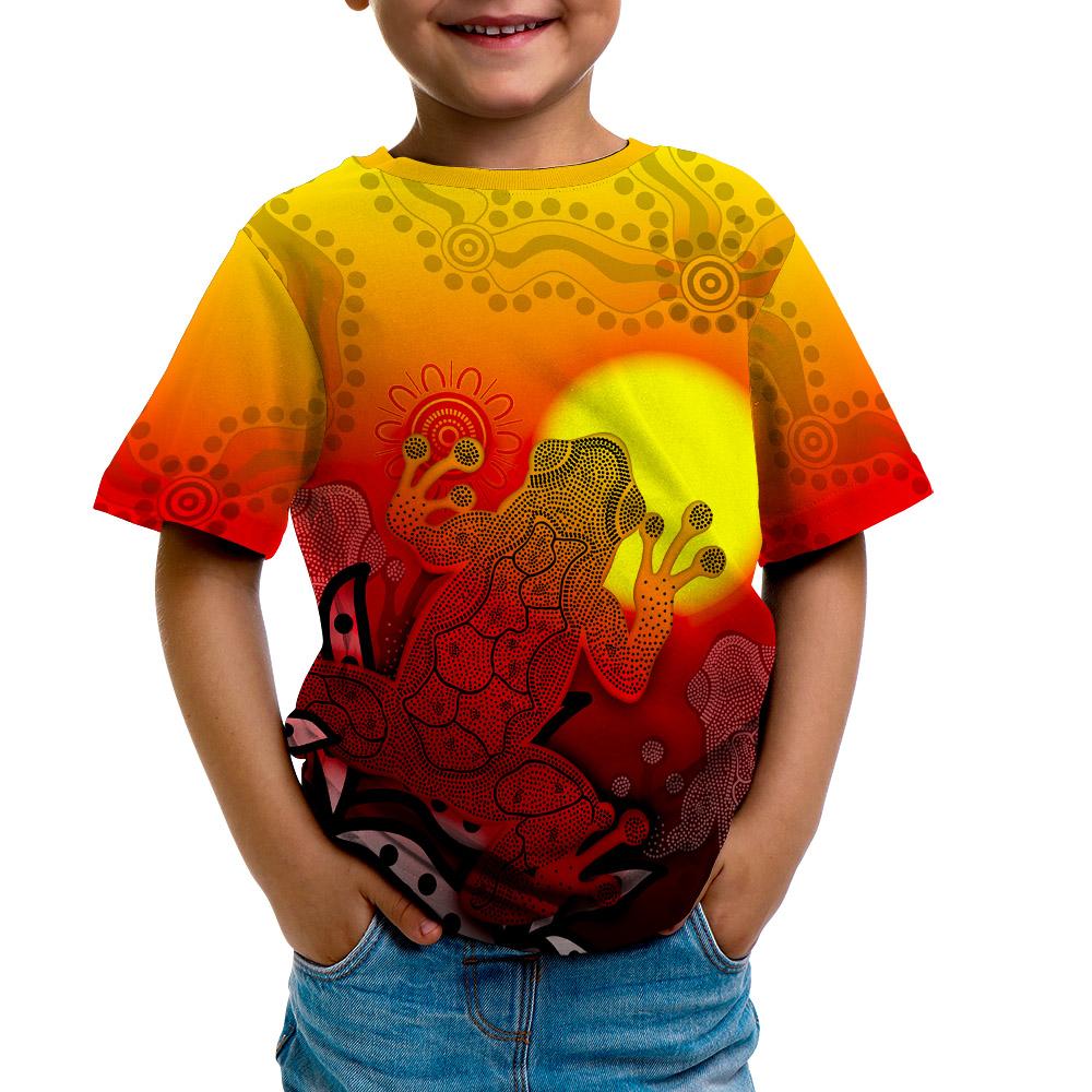 aboriginal-t-shirt-kid-indigenous-frog-red