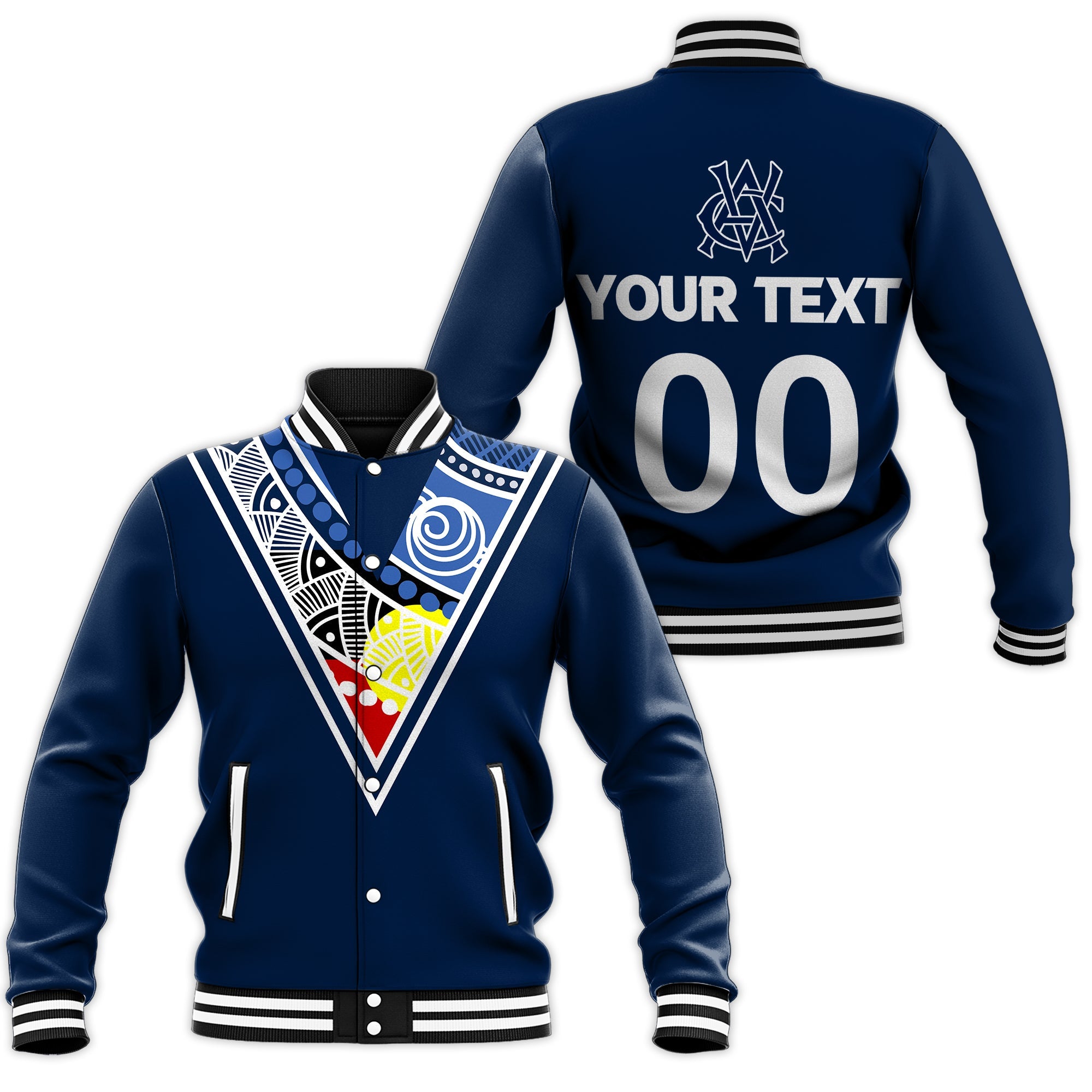 custom-personalised-cricket-victoria-baseball-jacket-indigenous-dot-painting-art