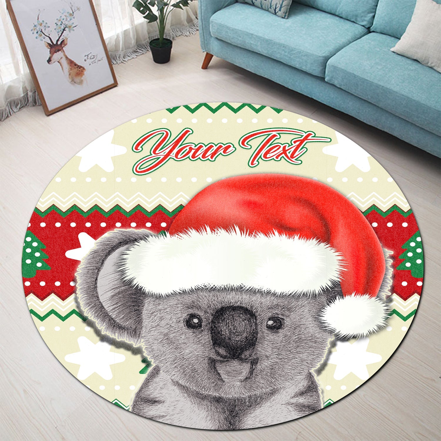 custom-personalised-australia-merry-christmas-round-carpet-koala-lovers