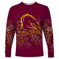 (Custom Personalised) Brisbane Broncos Rugby Indigenous Long Sleeve Shirt - LT12