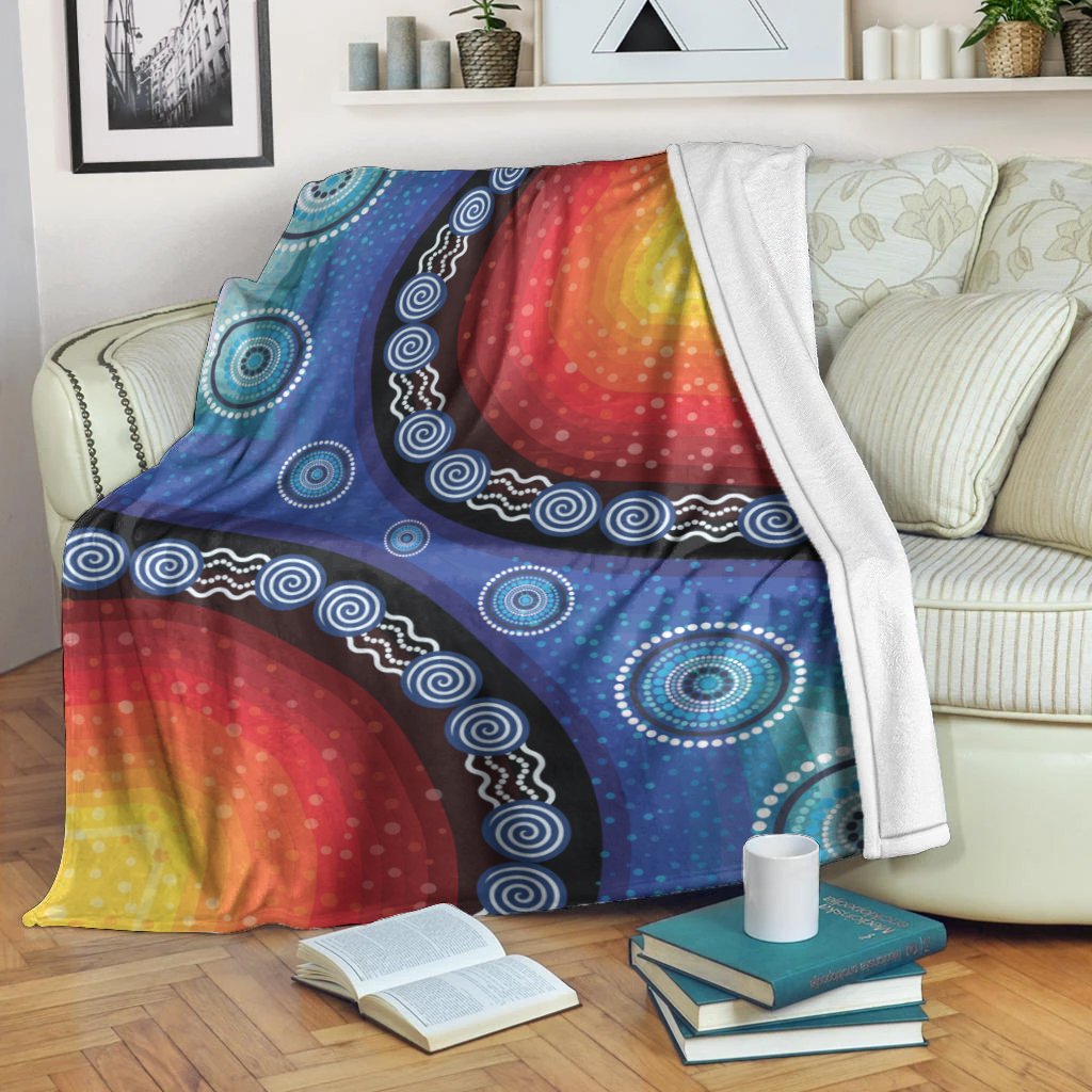 premium-blanket-aboriginal-color-dot-painting
