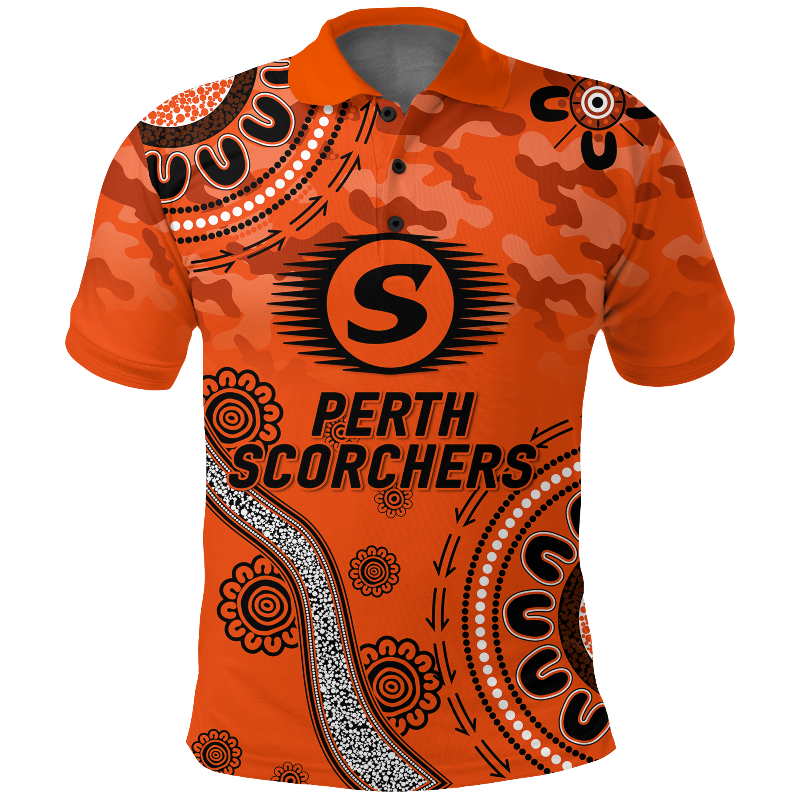 (Custom Personalised) Perth Scorchers ANZAC Day Aboriginal Polo Shirt - LT12