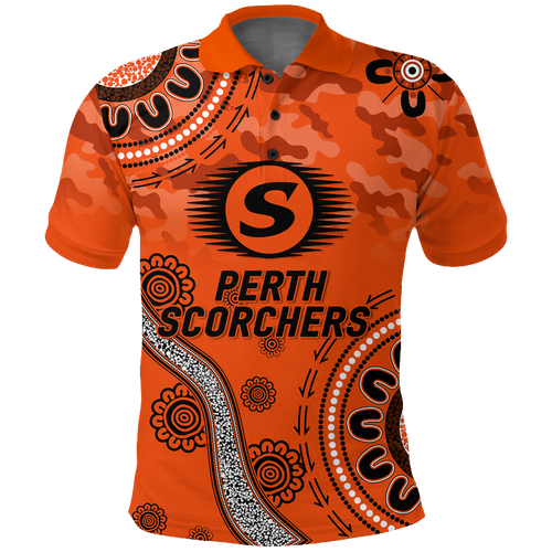 (Custom Personalised) Perth Scorchers ANZAC Day Aboriginal Polo Shirt - LT12