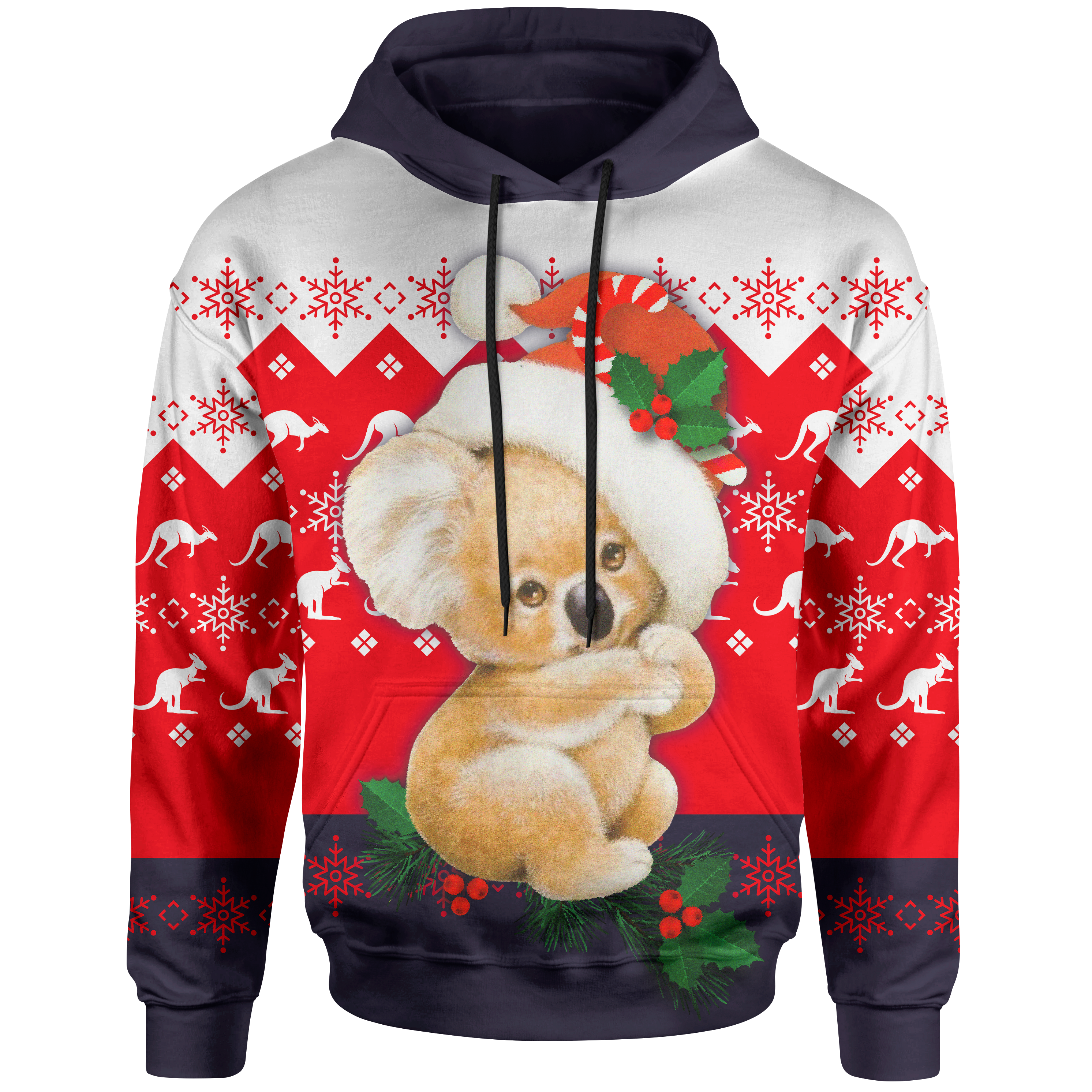 christmas-hoodie-koala-hoodie-kangaroo-symbol-snowflakes-unisex