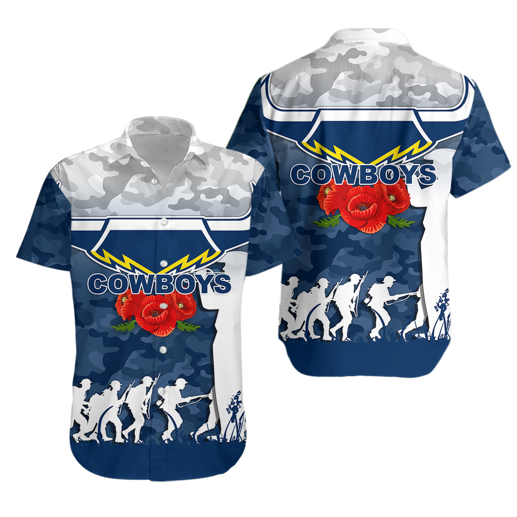 North Queensland Cowboys Anzac Day Camo Hawaiian Shirt
