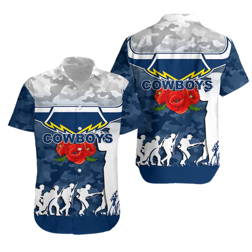 North Queensland Cowboys Anzac Day Camo Hawaiian Shirt