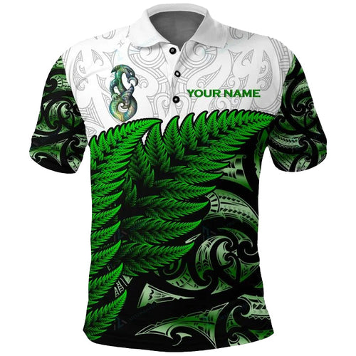 custom-personalised-aotearoa-polo-shirt-maori-fern-green