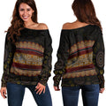 Off Shoulder -  Aboriginal Dot Panting Art Horizontal Lines - Vibe Hoodie