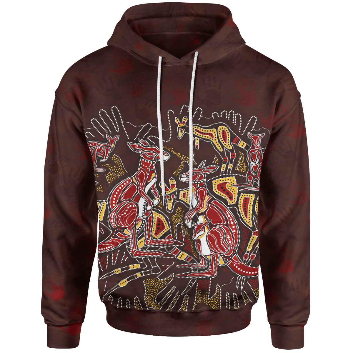 aboriginal-hoodie-kangaroo-family-with-hand-art