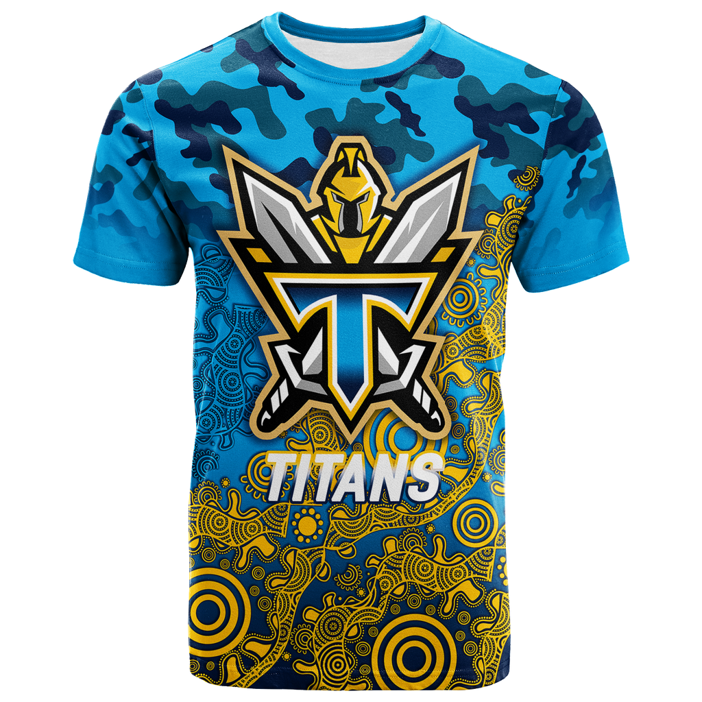 Titans Rugby ANZAC Day Camouflage Indigenous Art T-Shirt - LT12
