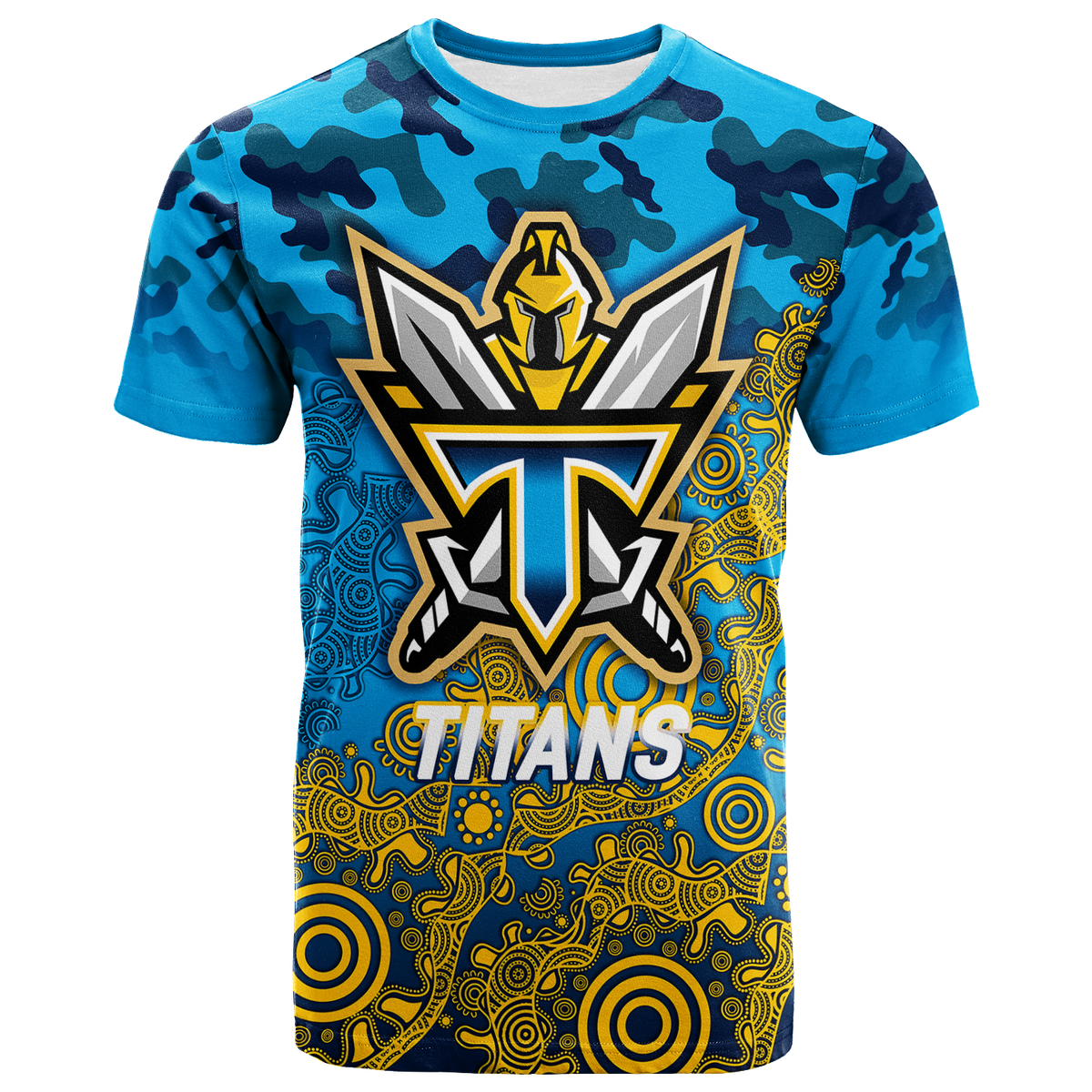 Titans Rugby ANZAC Day Camouflage Indigenous Art T-Shirt - LT12