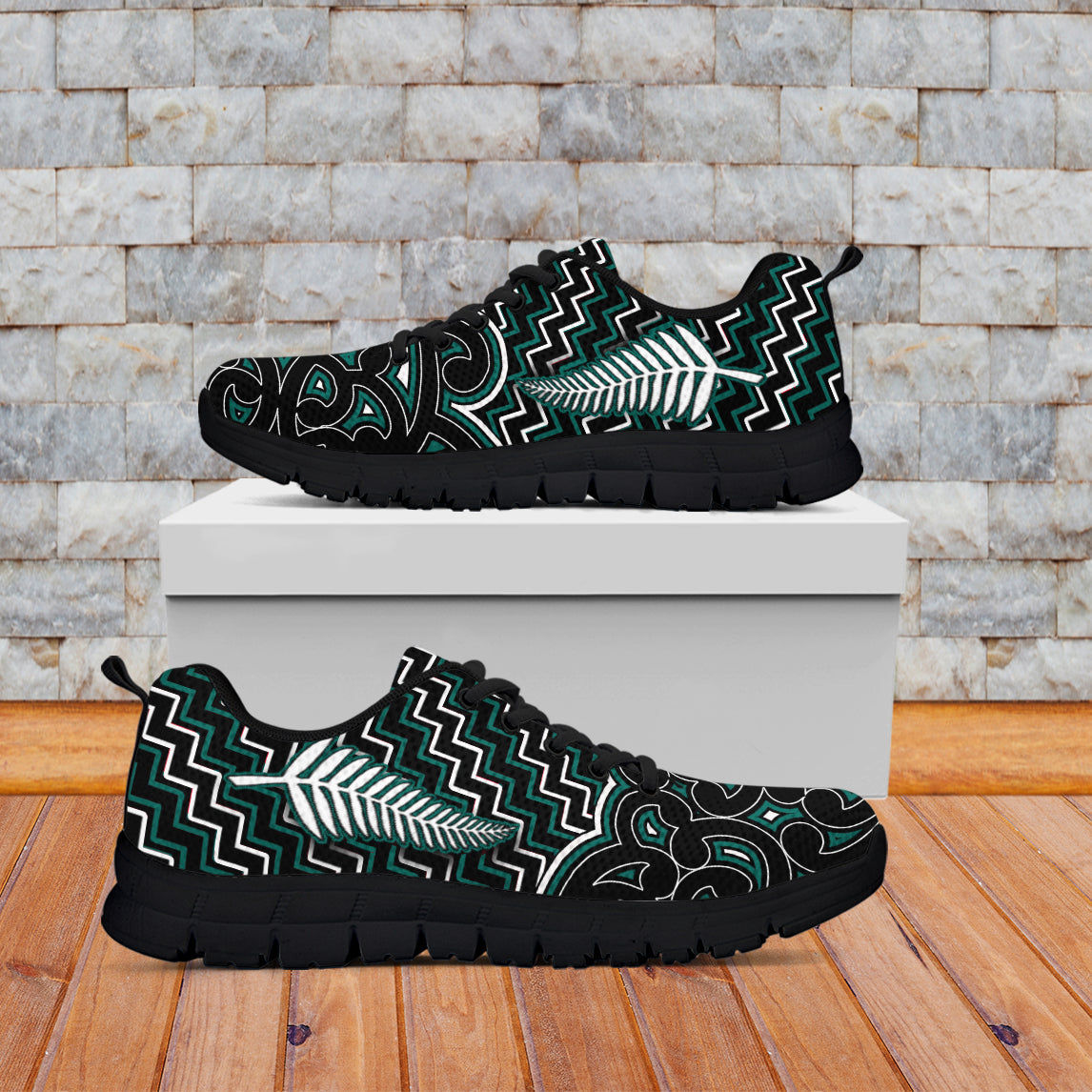 new-zealand-sneaker-maori-graphic-tee-patterns-green