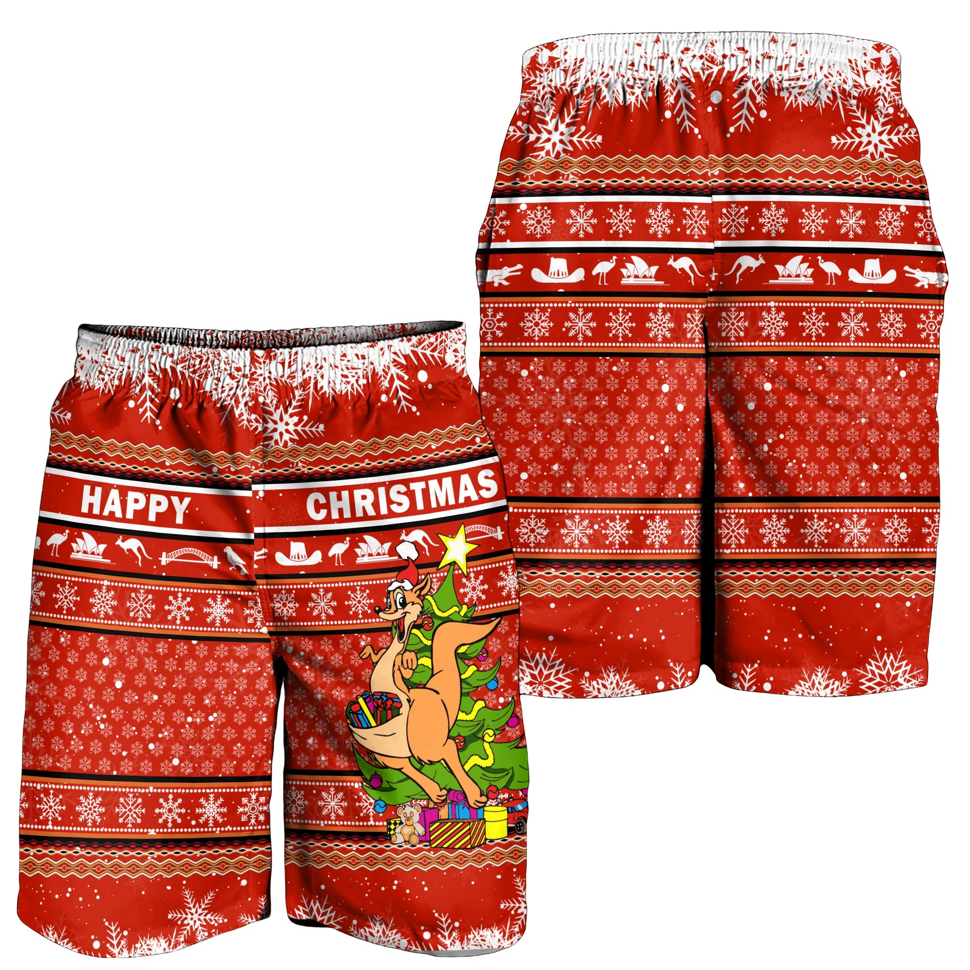 Australia Christmas Kangaroo Aboriginal Pattern Men Short - LT2