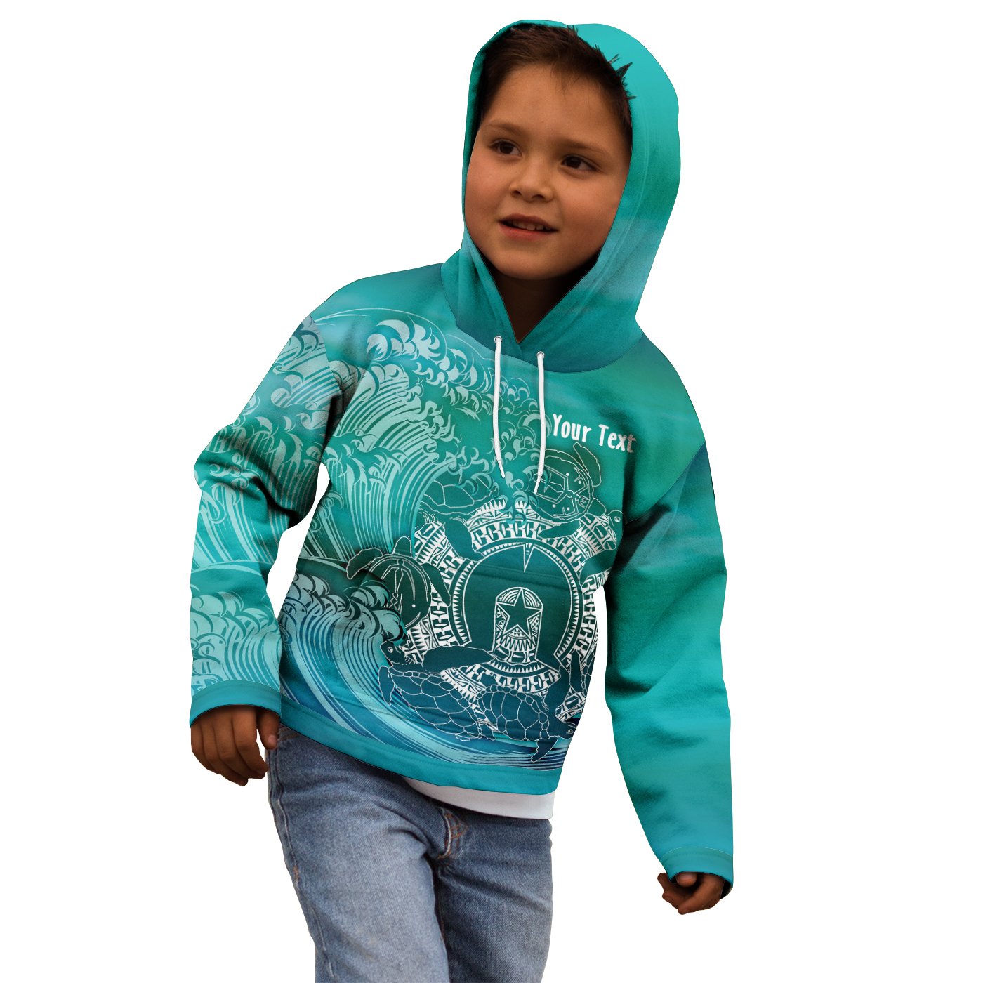 customaboriginal-hoodie-kids-torres-strait-islands-in-wave