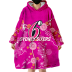 Sydney Sixers Aboriginal Art Cricket 2022 Wearable Blanket Hoodie - LT12