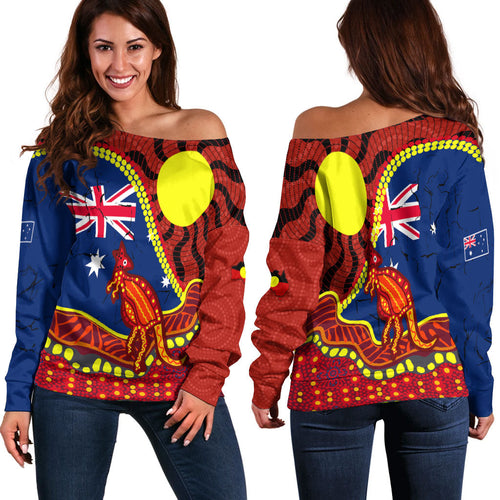 Australia Day Indigenous Art Women Off Shoulder Sweater
